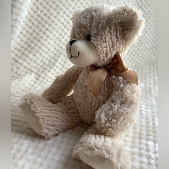 GANZ Ripley Beige Plush Bear H14710 Stuffed Animal Toy w Tan Bow - Picture 8 of 14